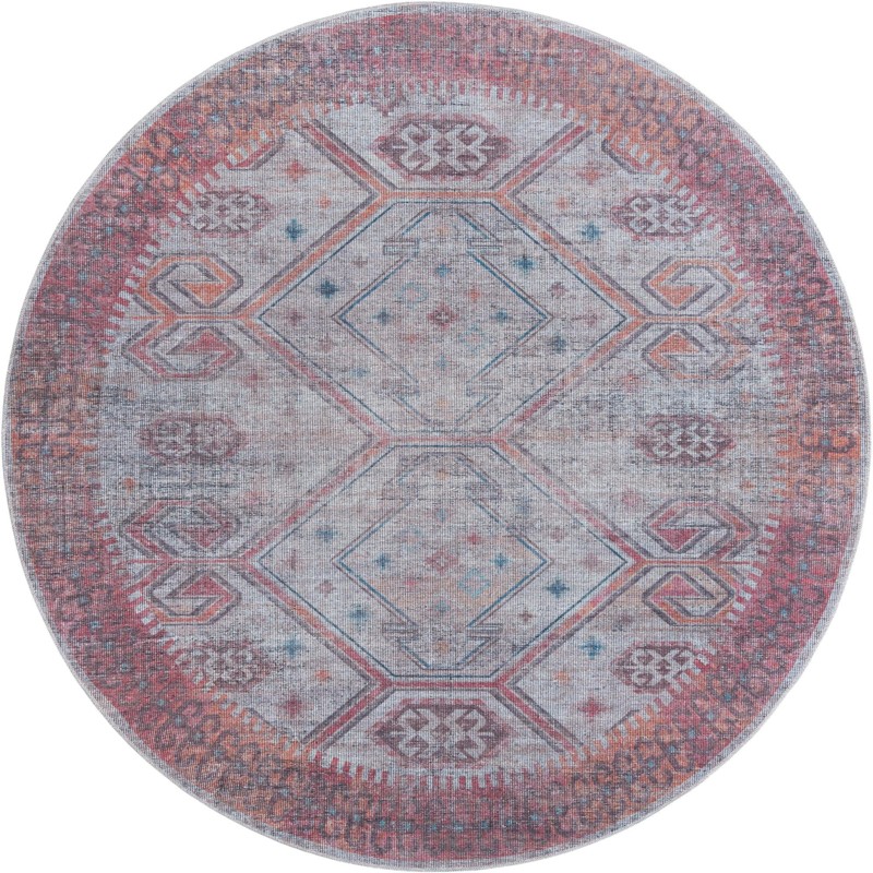 7' 10 x 7' 10 Bascom · Geometric medallion Washable Rug, rust and beige