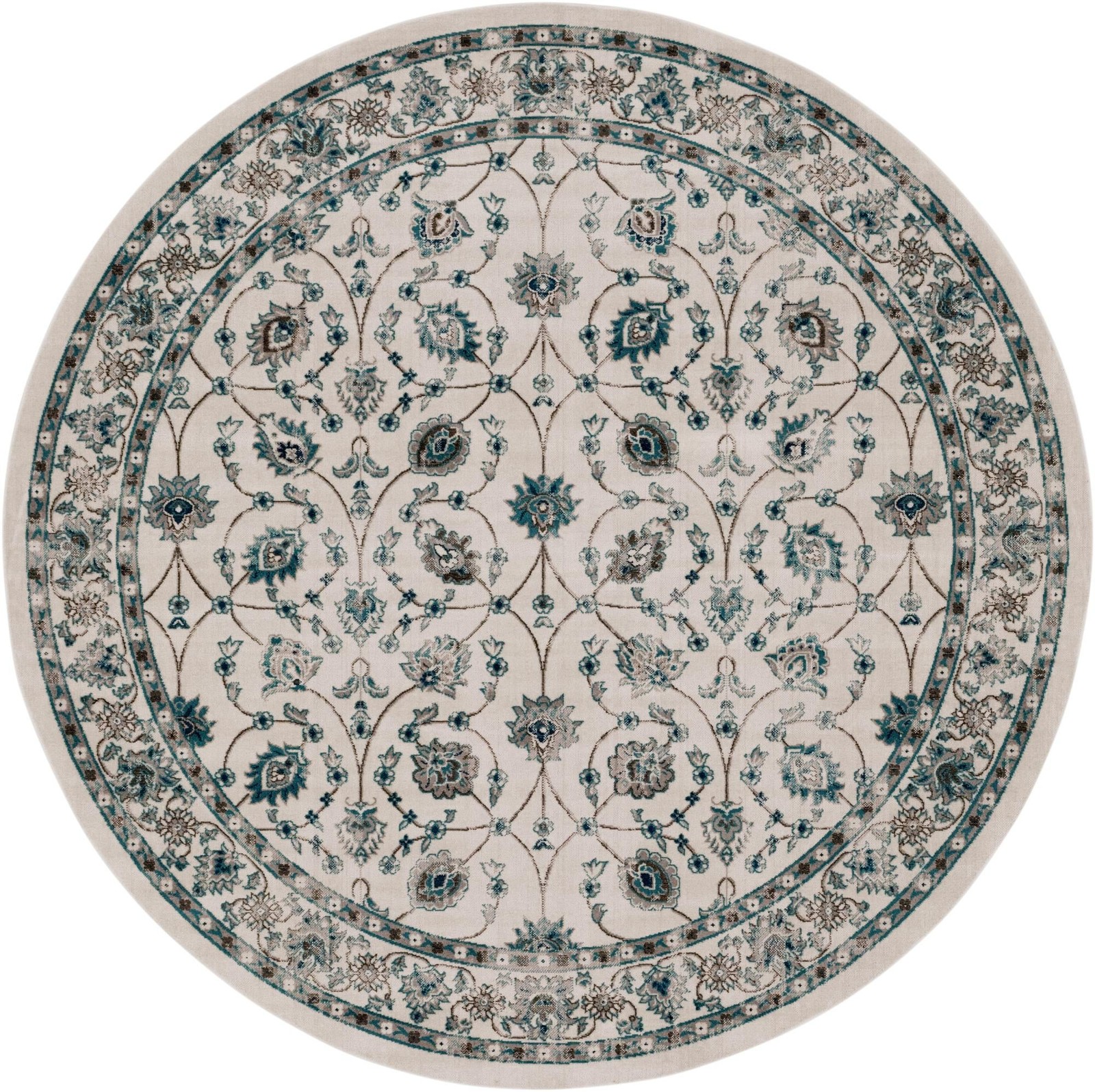 7' 10 x 7' 10 Carson · Botanical rug, ivory and blue