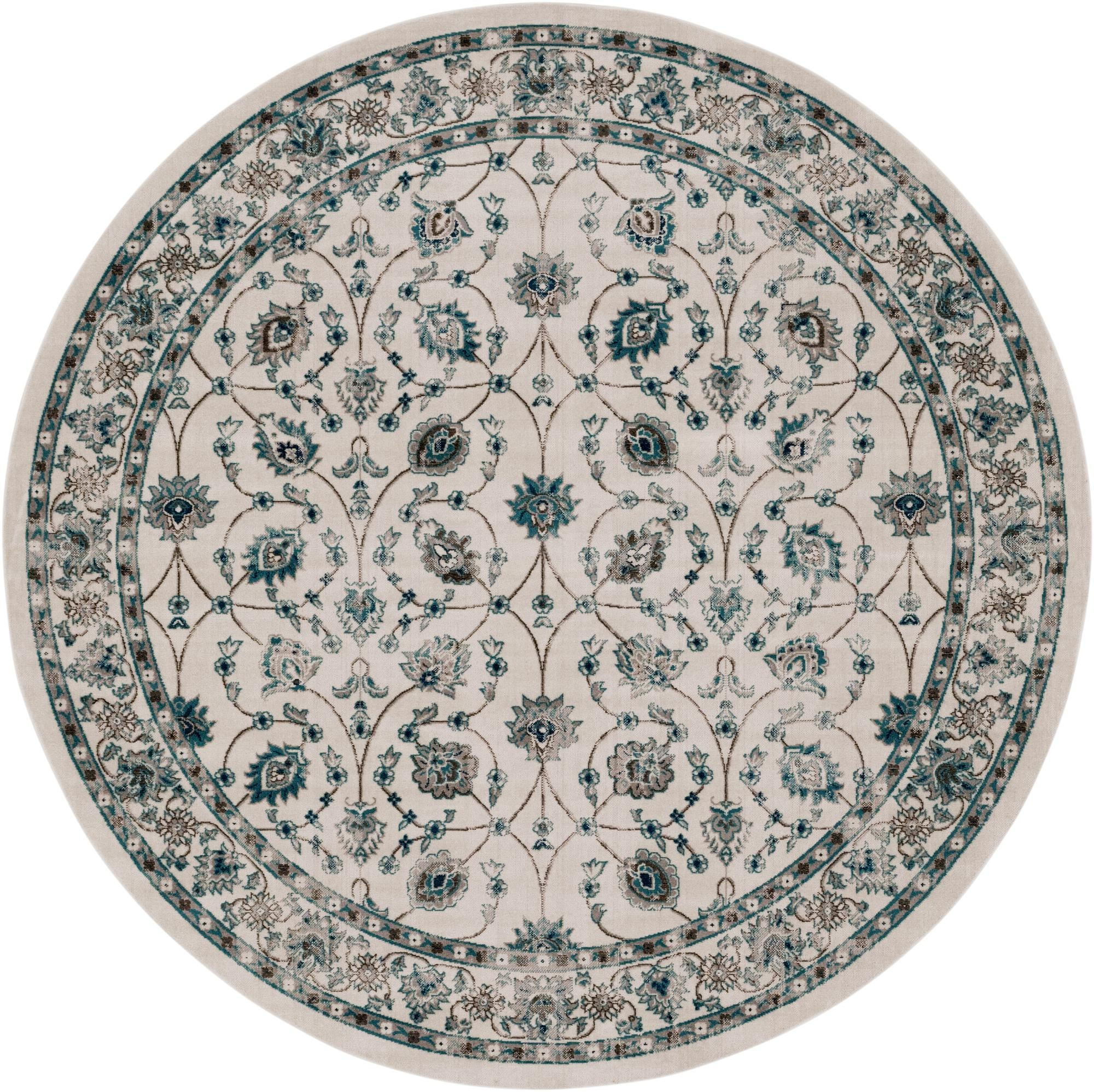 7' 10 x 7' 10 Carson · Botanical rug, ivory and blue