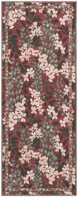 Hanson · Floral rug, coral and green