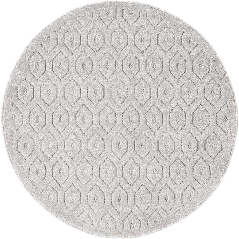 4' x 4' Roanoke · Geometric trellis Outdoor Rug, light gray