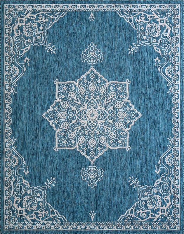 7' 10 x 10' Rhys · Border Outdoor Rug, teal