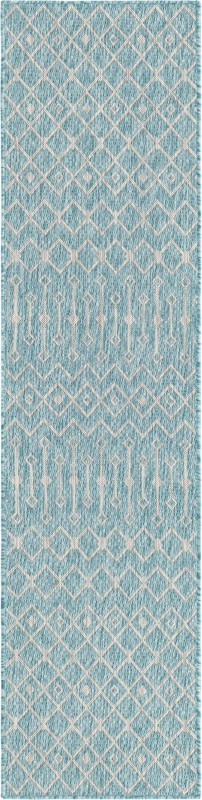 2' x 8' Kearney · Chevron Outdoor Rug, aqua