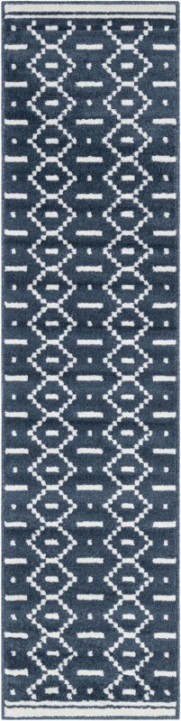 Rankin · Geometric rug, blue and ivory