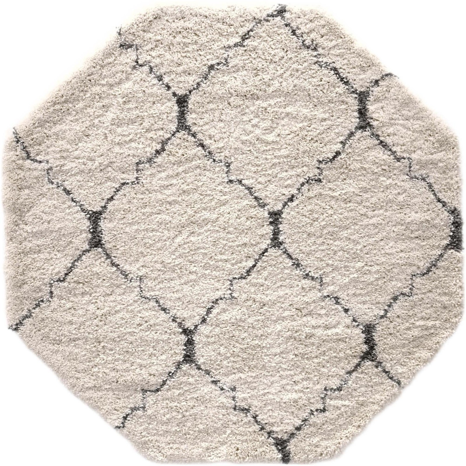 5' 3 x 5' 3 Jameson · Diamond trellis Shag Rug, ivory and gray