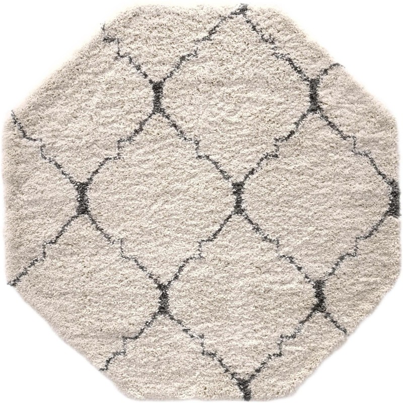 5' 3 x 5' 3 Jameson · Diamond trellis Shag Rug, ivory and gray