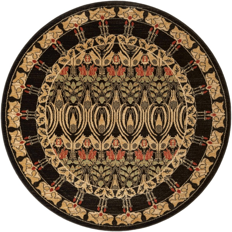 Houlihan · Arts and crafts rug, black floral