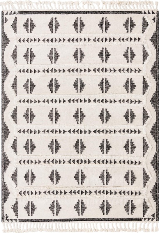 10' x 14' 1 Maitland · Geometric tribal Wool Rug, black and cream