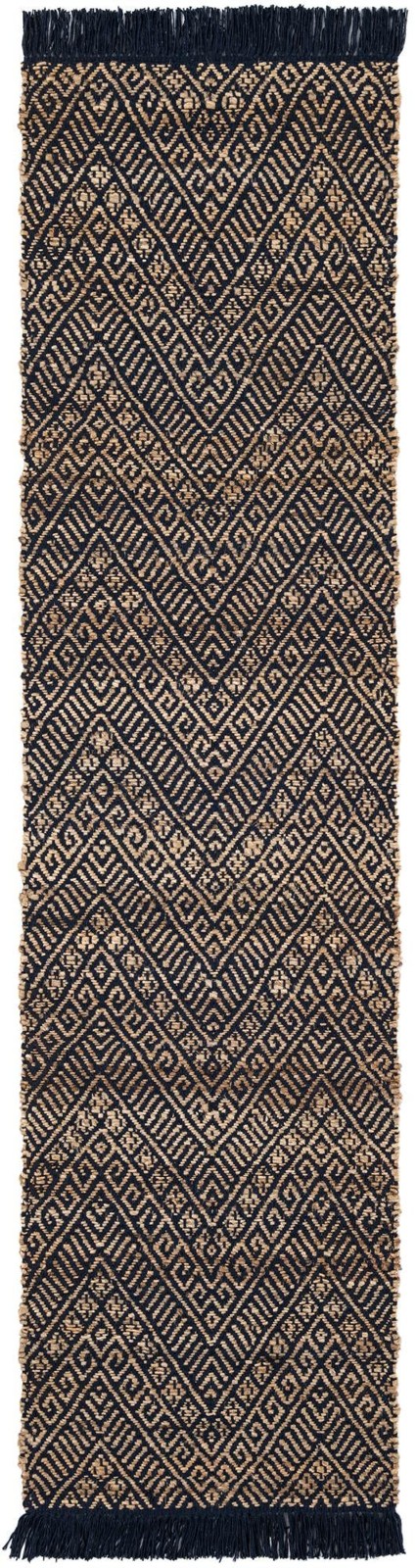 2' x 8' Fulton · Chevron Braided Jute Rug, navy blue and white