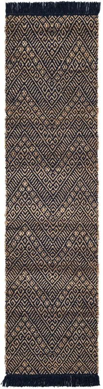 2' x 8' Fulton · Chevron Braided Jute Rug, navy blue and white
