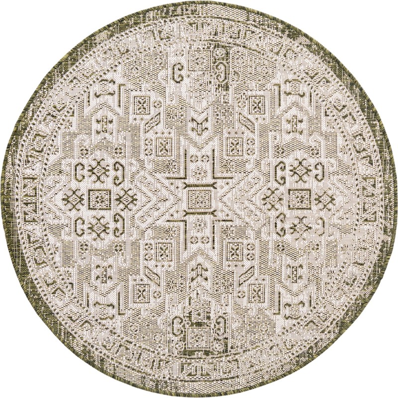 4' x 4' Estuary · Geometric Outdoor Rug, green