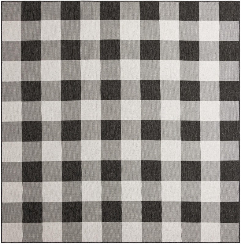 10' x 10' Ramona · Checkered Outdoor Rug, black and white