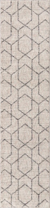 Glenwood · Geometric trellis rug, ivory and gray