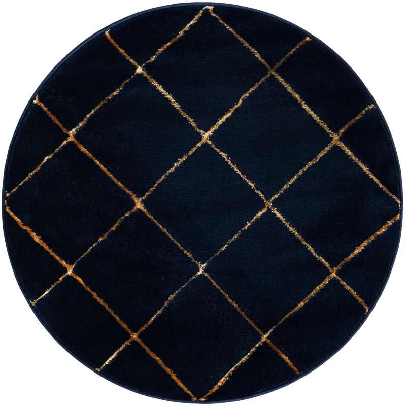 3' x 3' Gilchrist · Diamond rug, navy blue and gold