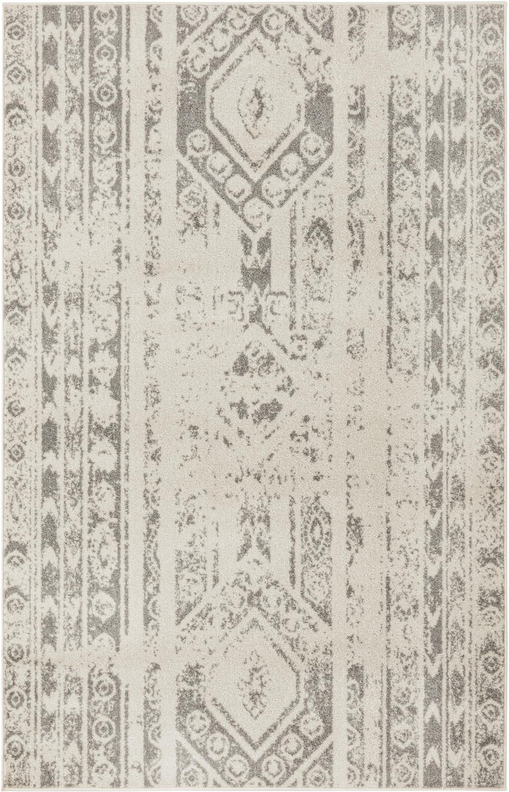 5' 3 x 8' Underhill · Abstract rug, ivory and gray