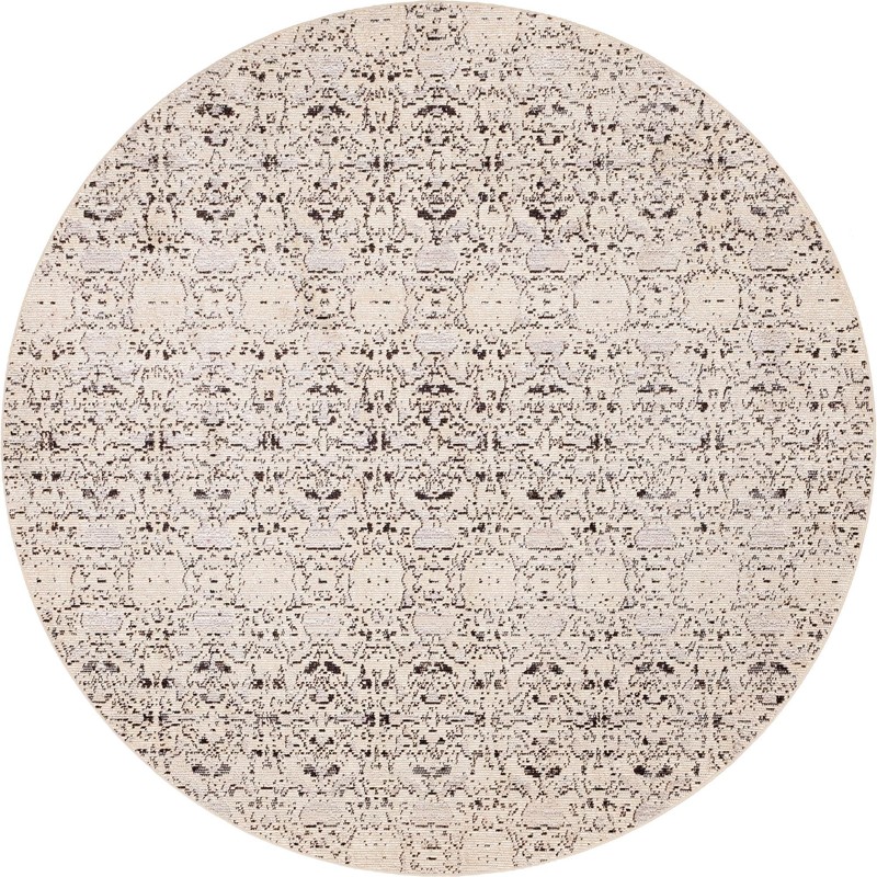 7' x 7' Basin · Medallion rug, gray