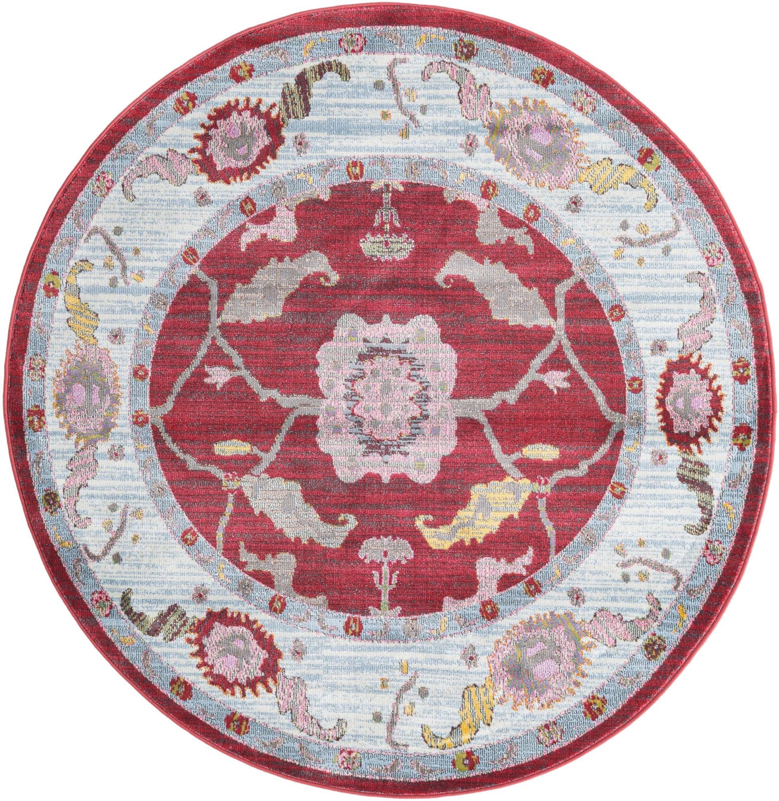5' 5 x 5' 5 Pope · Border rug, red