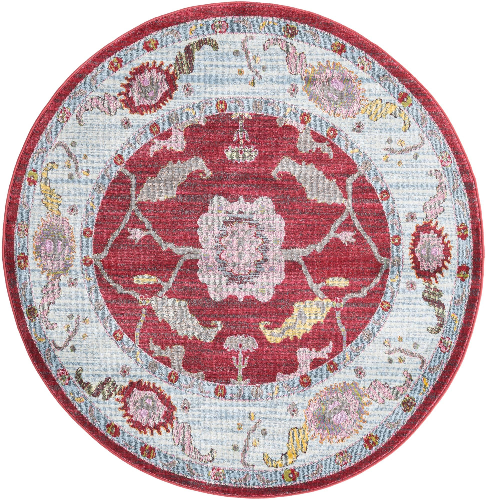 5' 5 x 5' 5 Pope · Border rug, red