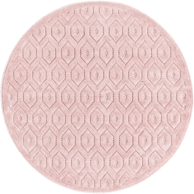4' x 4' Roanoke · Geometric lattice Outdoor Rug, soft pink