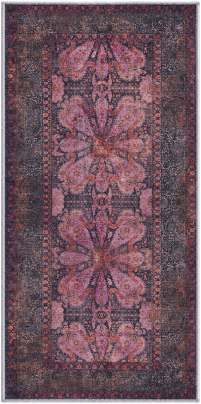 Alamosa · Paisley medallion rug, pink and charcoal
