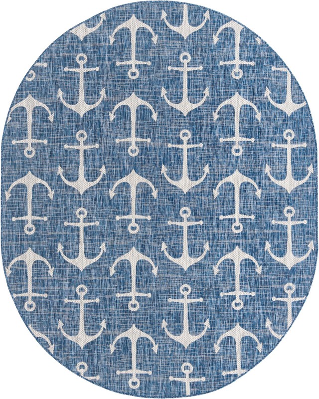 Millbrook · Anchor Outdoor Rug, blue and ivory