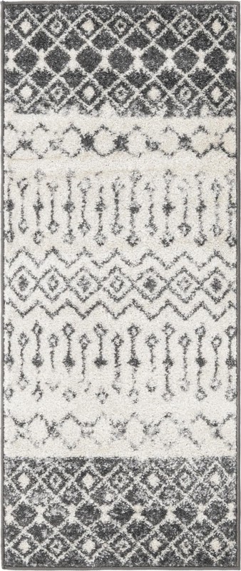 2' x 5' 3 Vernon · Geometric tribal rug, gray and ivory