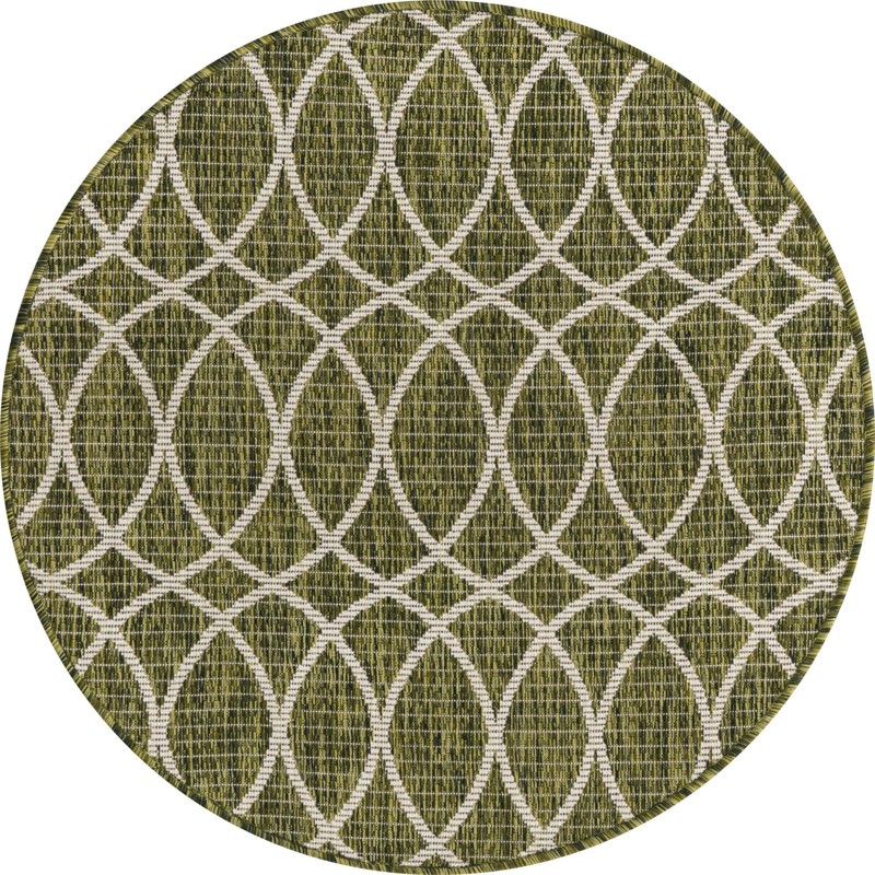 3' x 3' Atkins · Geometric Outdoor Rug, green