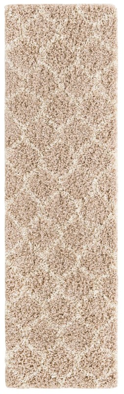 2' x 7' Barnett · Lattice Shag Rug, light brown and ivory