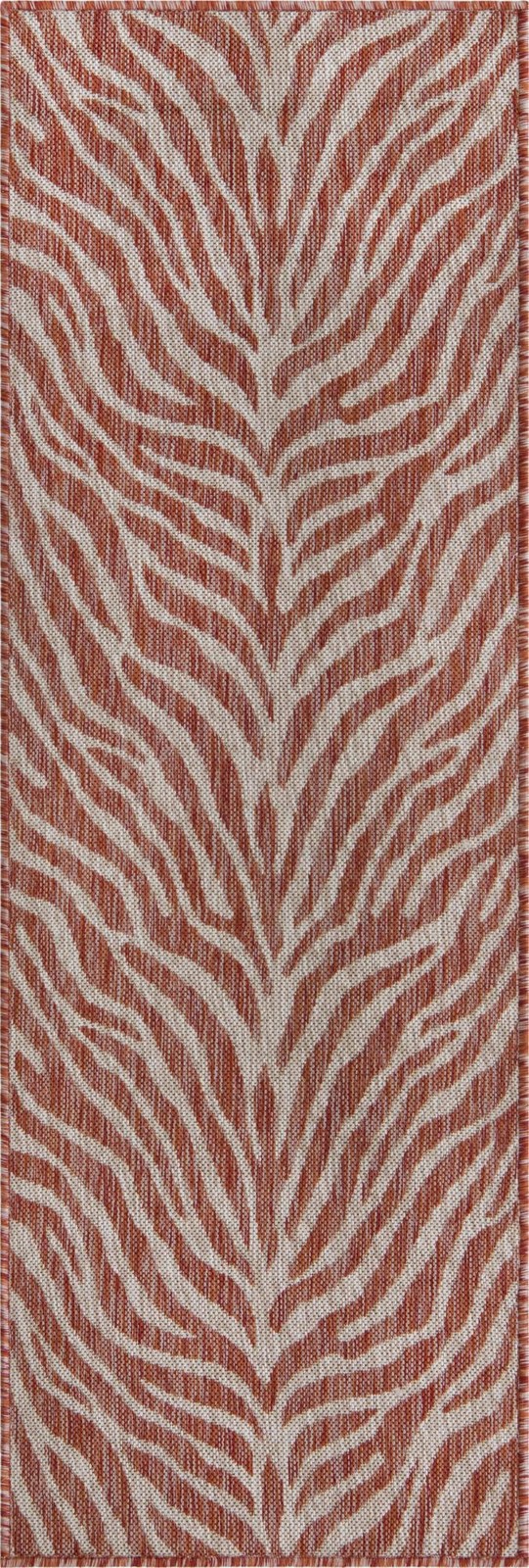 2' x 6' Abney · Zebra Outdoor Rug, rust red and ivory