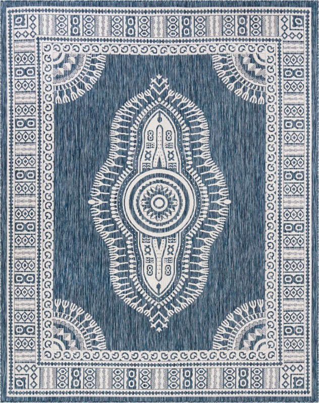 7' 10 x 10' Bainbridge · Border Outdoor Rug, blue