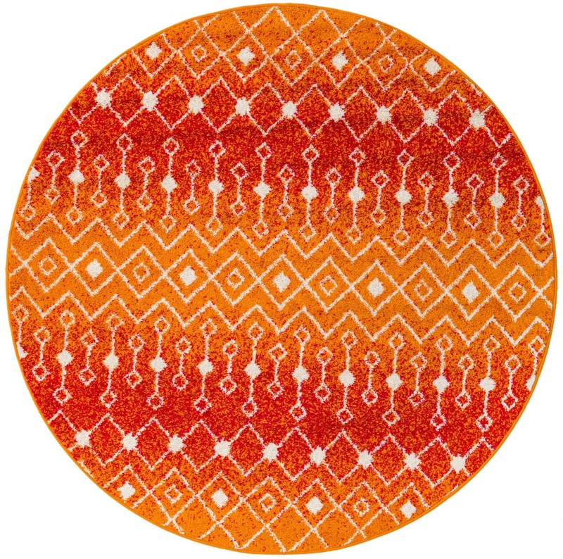Boswell · Geometric diamond rug, orange and ivory