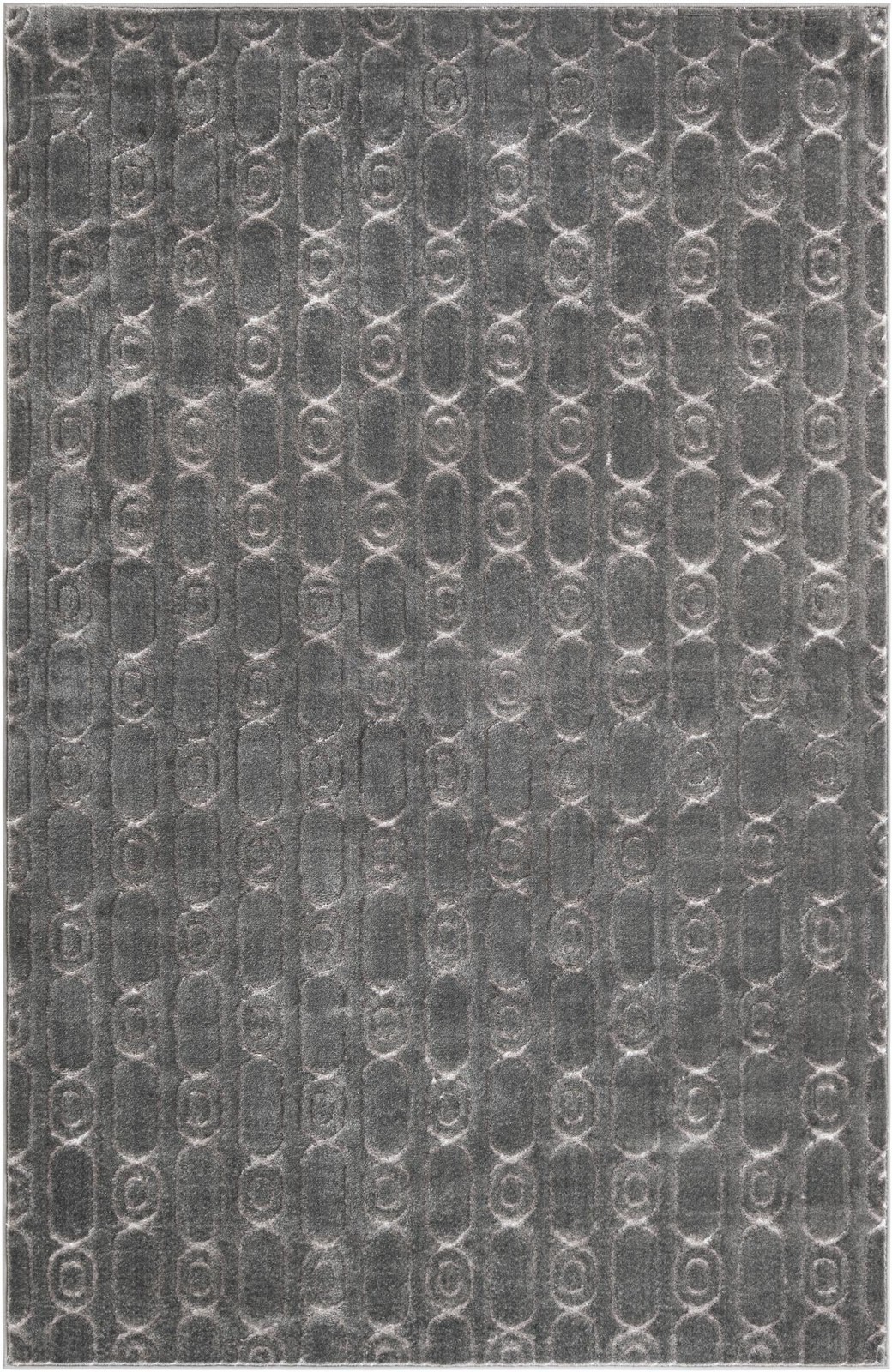 6' x 9' Renwick · Geometric lattice rug, gray and silver
