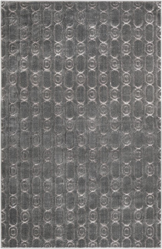 6' x 9' Renwick · Geometric lattice rug, gray and silver