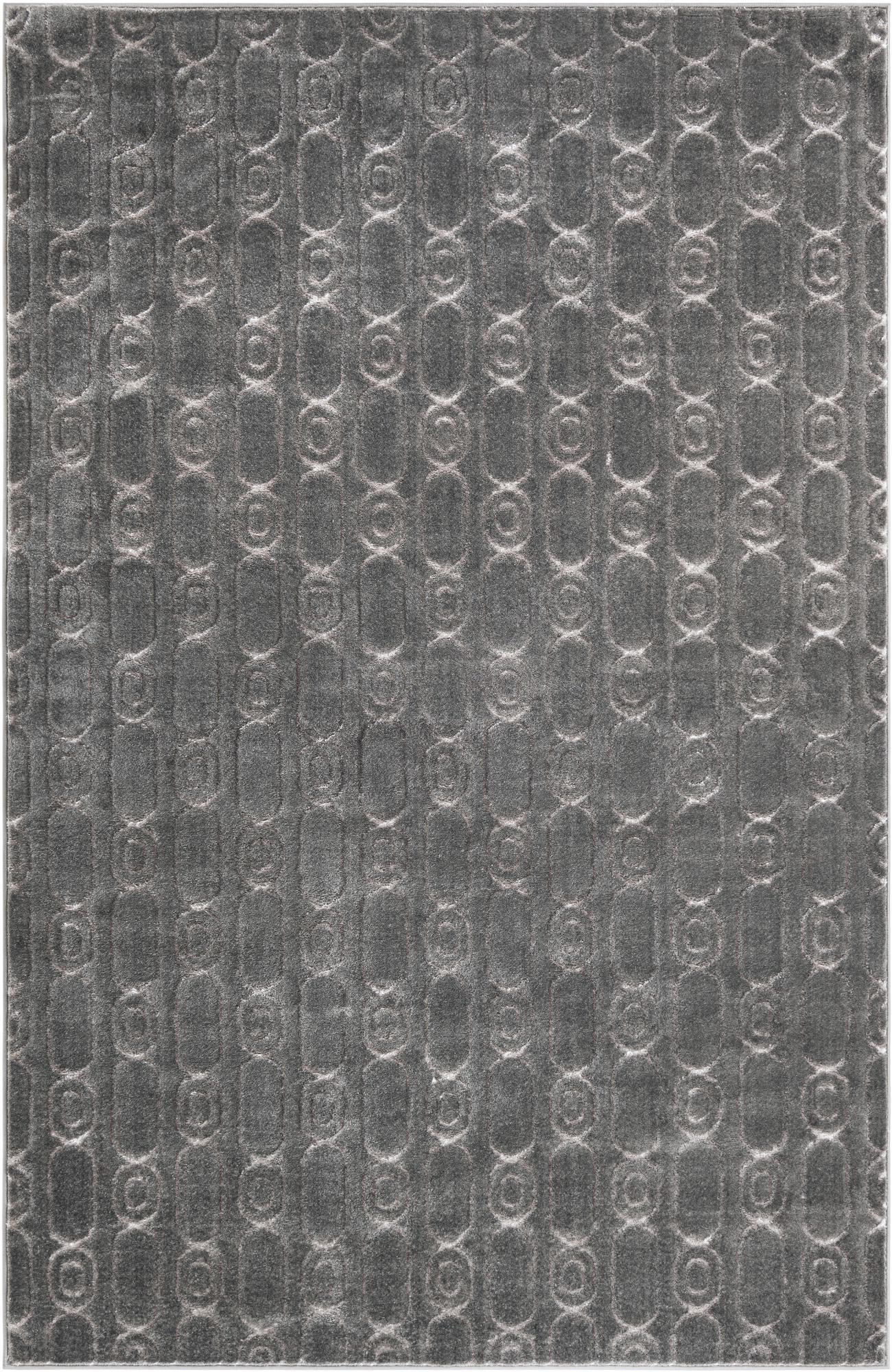 6' x 9' Renwick · Geometric lattice rug, gray and silver