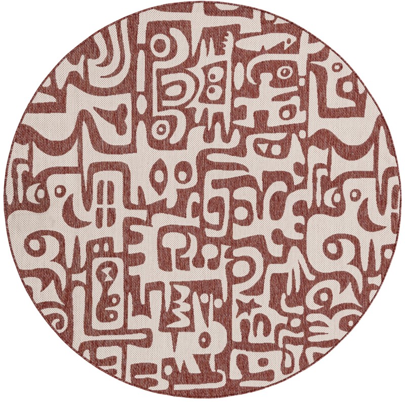 7' 10 x 7' 10 Hungerford · Abstract Outdoor Rug, rust red