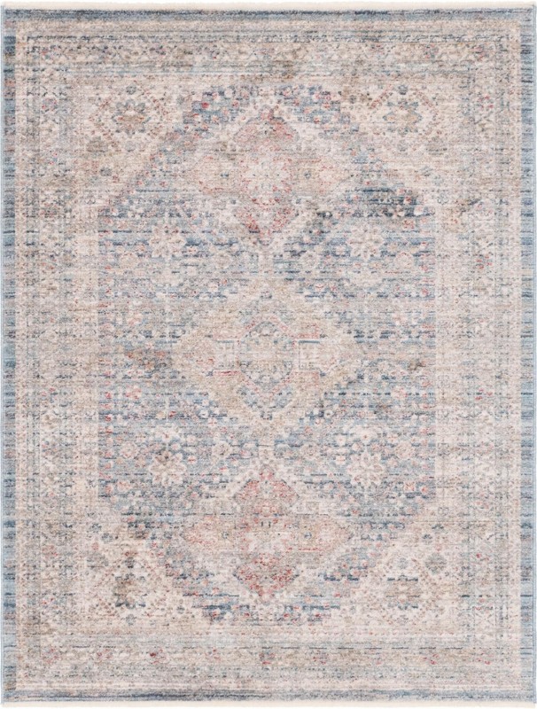 4' x 5' 7 Harbin · Border rug, blue