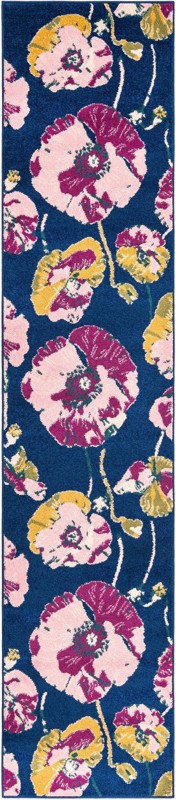 2' 7 x 12' Hyland · Floral rug, navy and pink