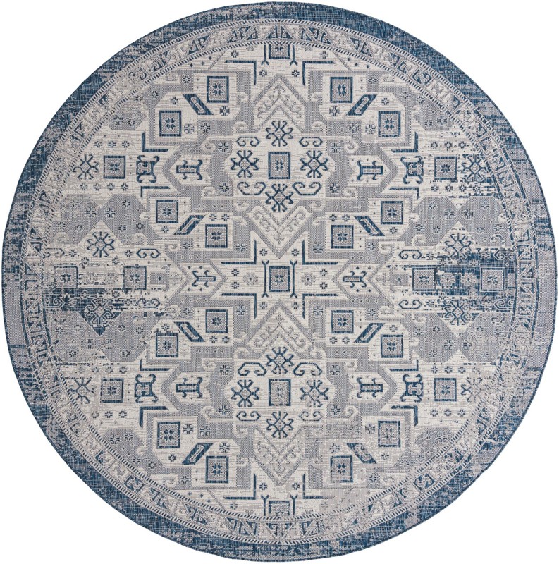 10' x 10' Estuary · Medallion Outdoor Rug, blue
