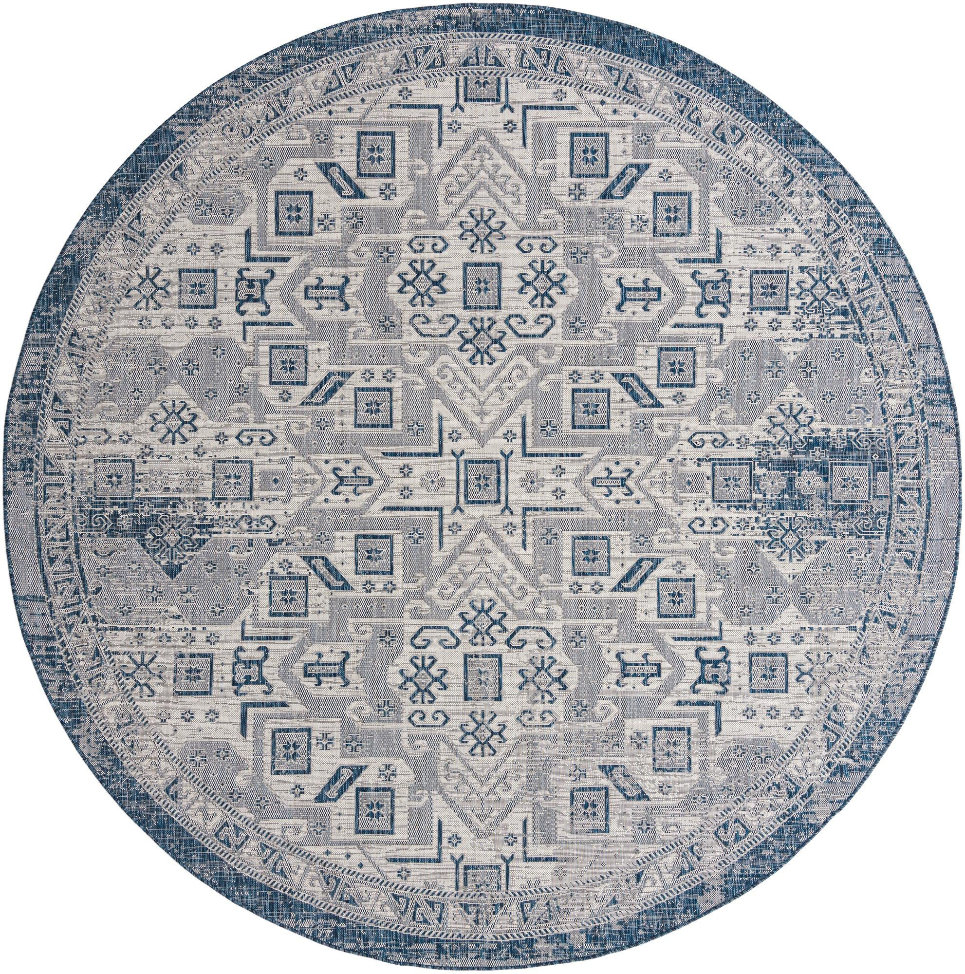 10' x 10' Estuary · Medallion Outdoor Rug, blue