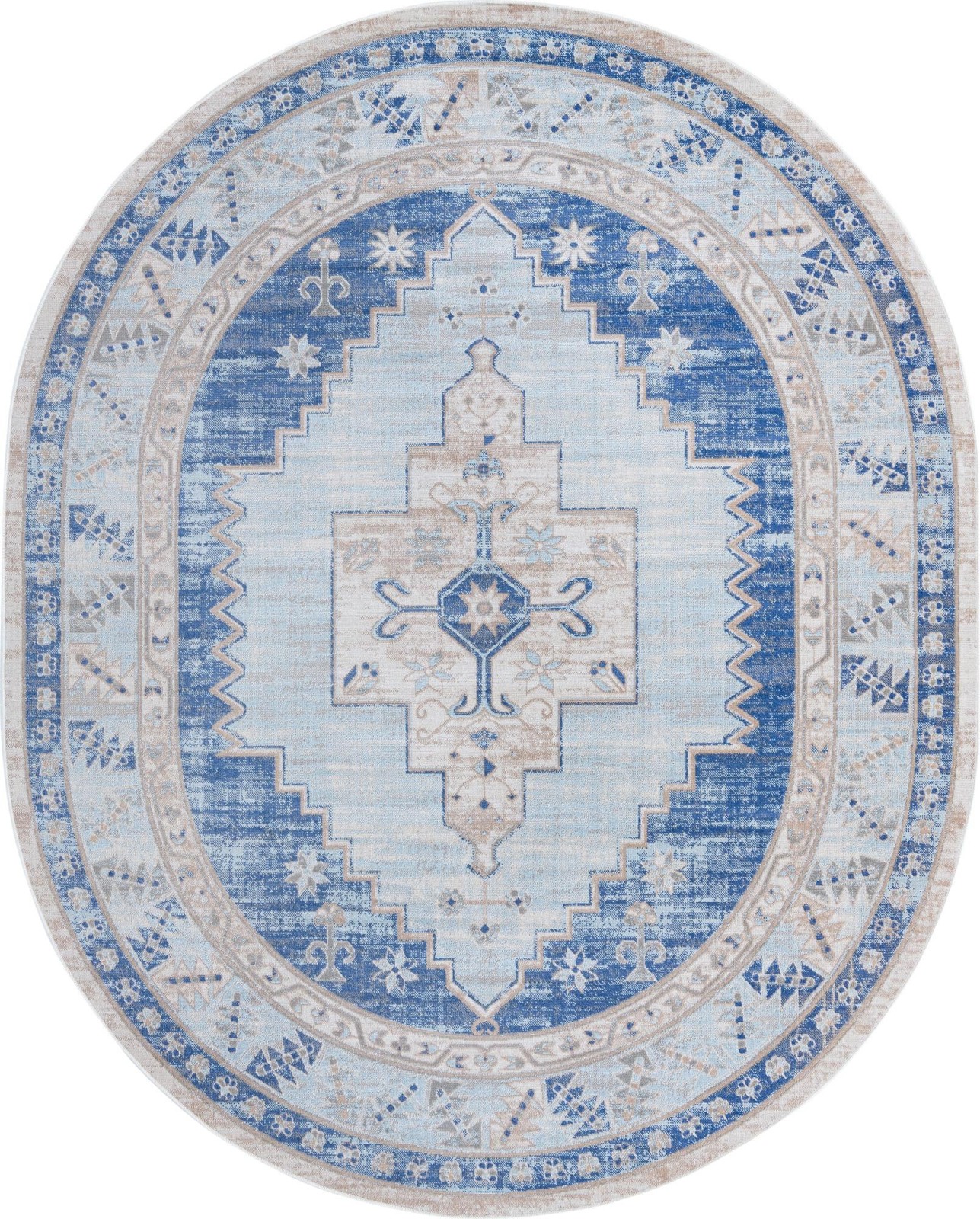 8' x 10' Ligonier · Border rug, sky blue