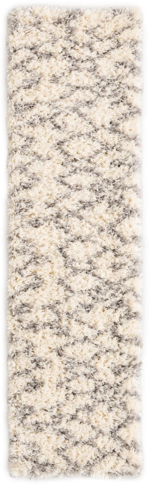 2' x 8' Bramblewood · Diamond shag rug, pearl and gray