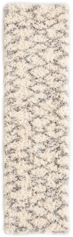 2' x 8' Bramblewood · Diamond shag rug, pearl and gray