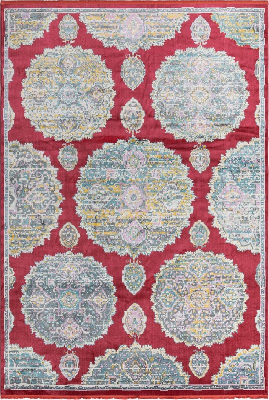 10' x 14' Mather · Medallion rug, red and blue