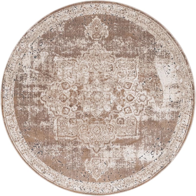 Todd · Distressed medallion rug, khaki and beige