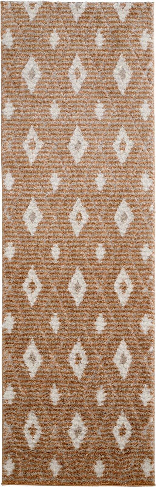 2' x 6' Gaines · Diamond rug, caramel and ivory