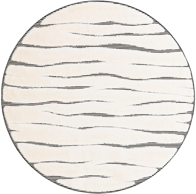 6' x 6' Villiers · Striped rug, ivory and black
