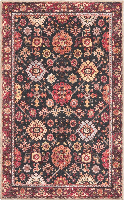 Carden · Border Washable Rug, black