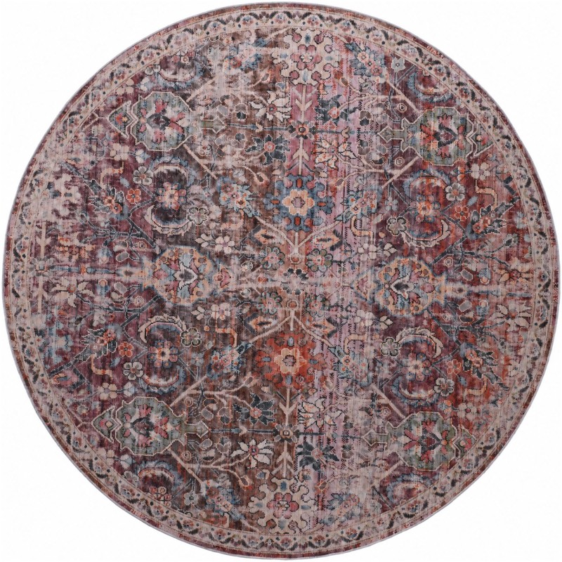 10' 6 x 10' 6 Hollow · Distressed medallion rug, pink and ivory