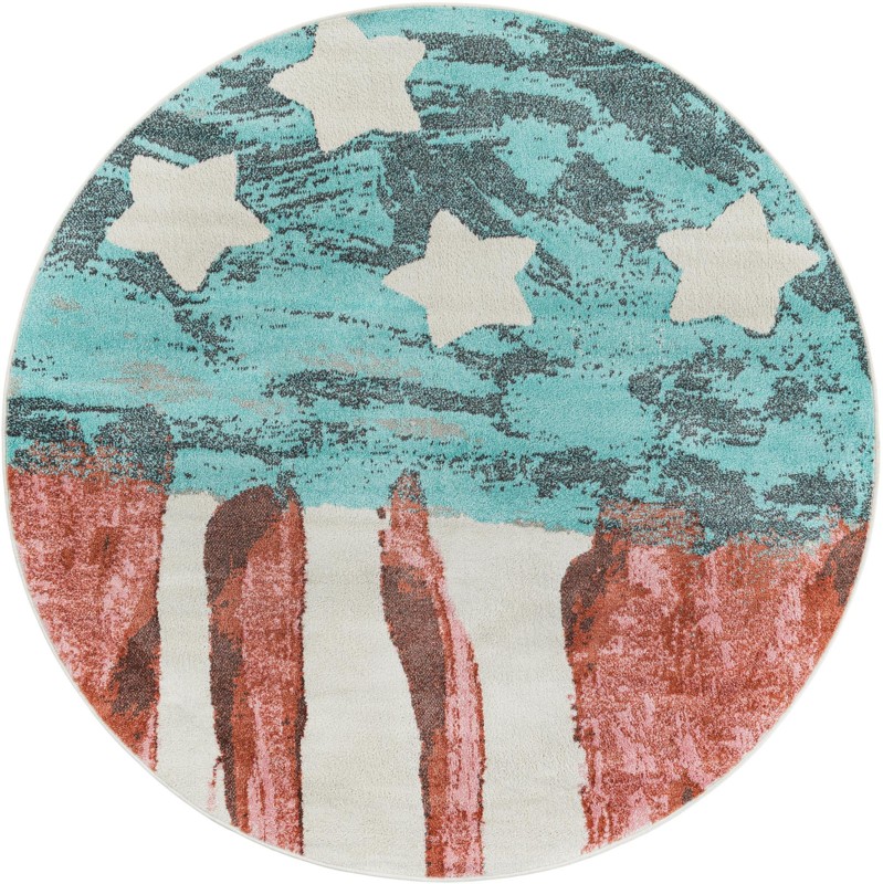 6' 1 x 6' 1 Venables · Striped rug, red and blue
