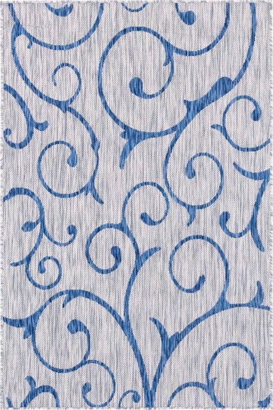 Shale · Floral / botanical Outdoor Rug, gray